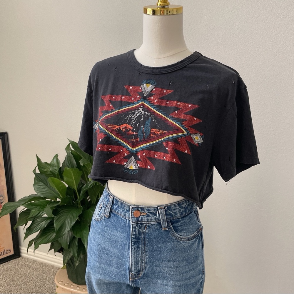 LF Black Graphic Crop Top